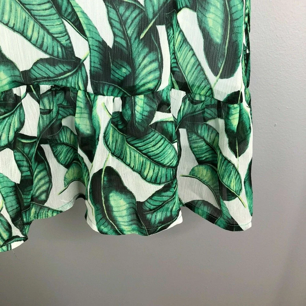 Miken Leaf Print Ruffle Hem‎ Swimsuit Cover-up Dress Women's Size Small NEW